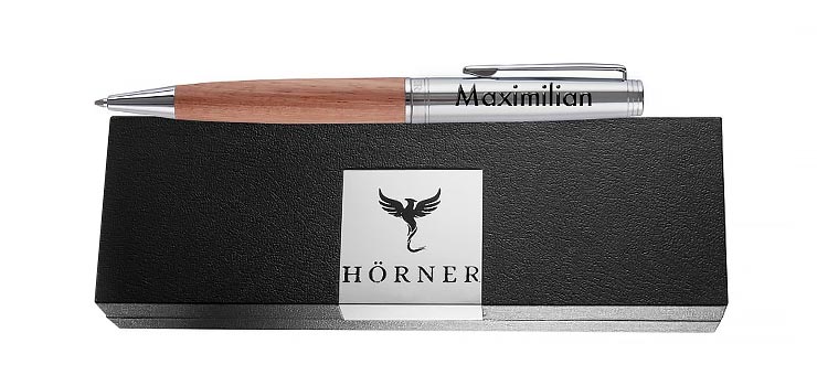 Hörner Legno Design Kugelschreiber mit Gravur Edle Geschenk-Box<br />
